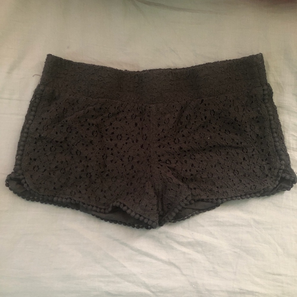 Black crochet shorts